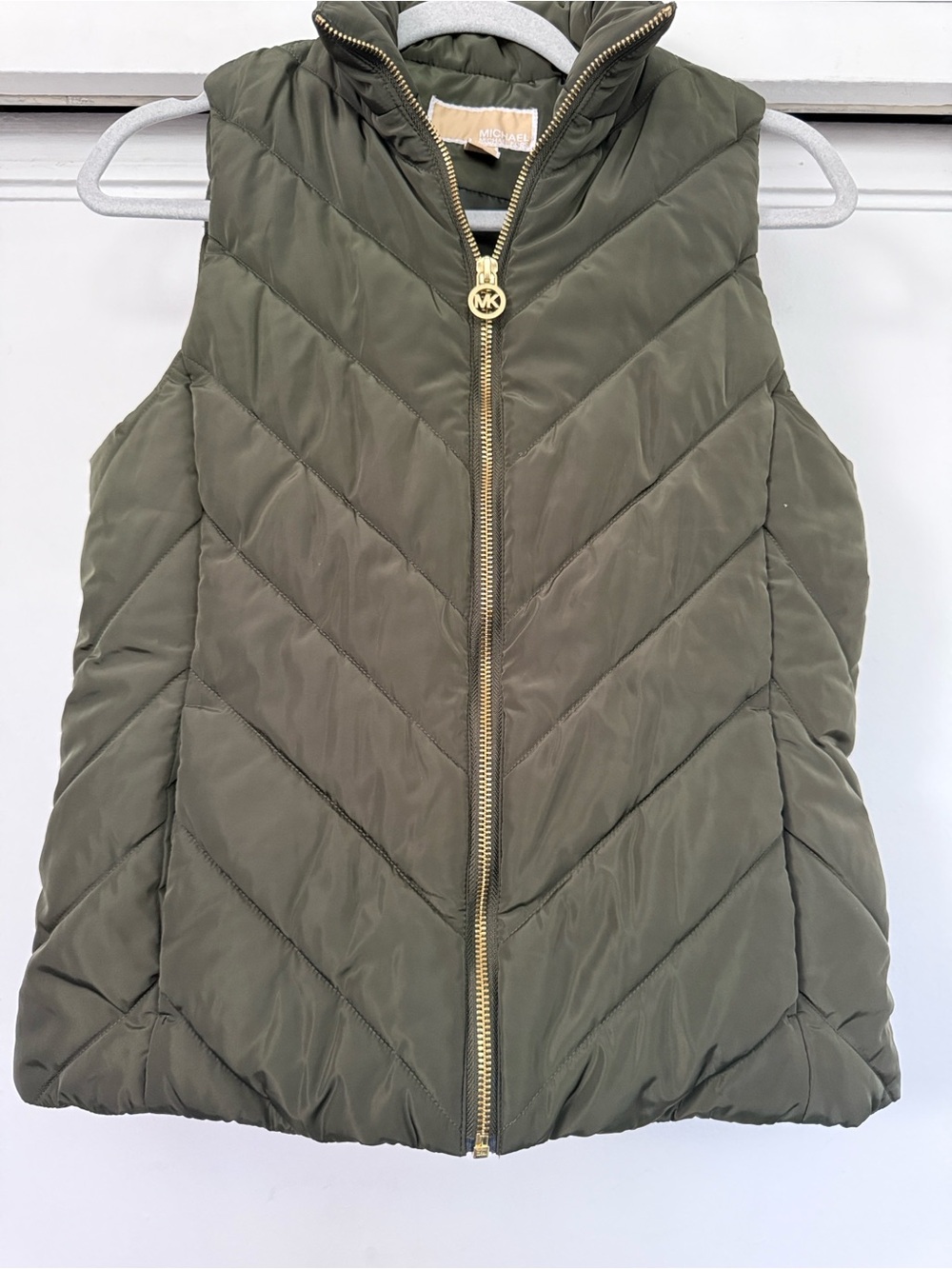 Michael Kors Olive Green Quilted Puffer Vest with Gold Zipper - Picture 10 of 10